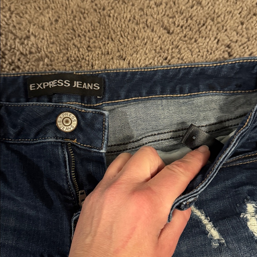 2 pairs of Express Distressed Jean Shorts - Dark Blue - Picture 4 of 4